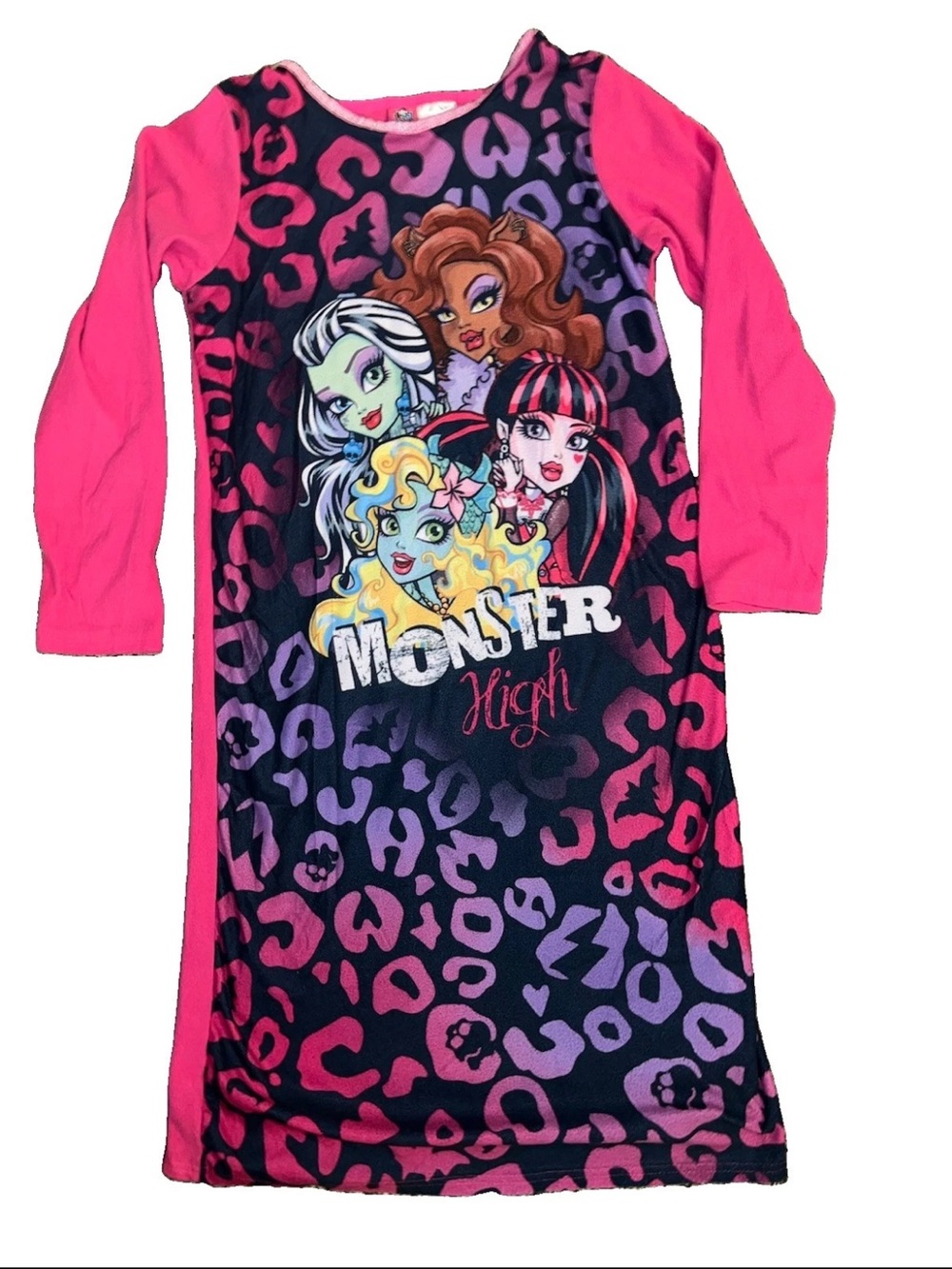 Vintage Y2K Monster High Girls Size 14/16 Fleece Long Sleeve Night Gown Pajamas